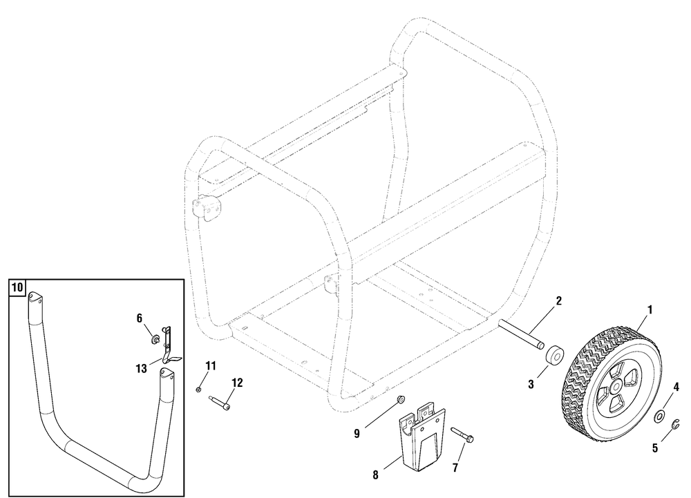 Wheel Kit (80005343) Diagram and Parts List for 030595-02  Briggs and Stratton Generator